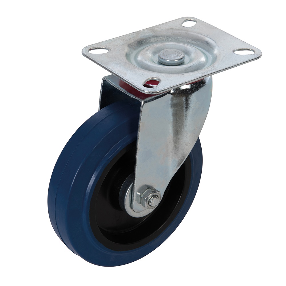 Roulette pivotante caoutchouc bleu diamètre 125 mm