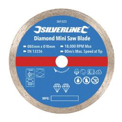 Disque diamant pour mini-scie ø 85 mm - Alésage 10 mm Silverline 361323 EAN 5024763180439